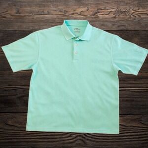 PGA TOUR Men's Golf Polo Shirt Large 100% Polyester Mesh Light Blue Aqua Mint